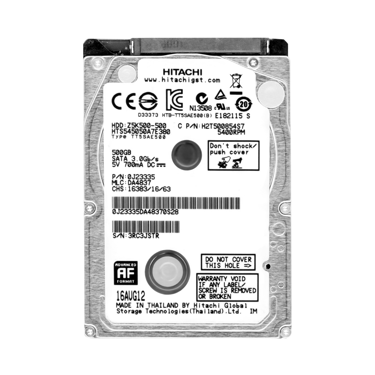 HITACHI TravelStar Z5K500 500 Go 5,4k SATA II 2,5'' HTS545050A7E380
