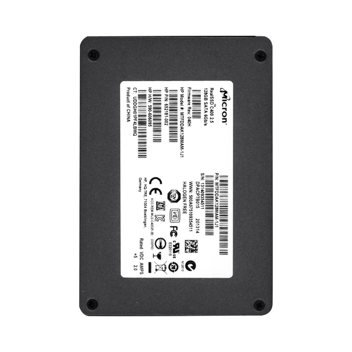 SSD HP 652181-002 128 Go MLC SATA III 2,5'' MTFDDAK128MAM-1J1