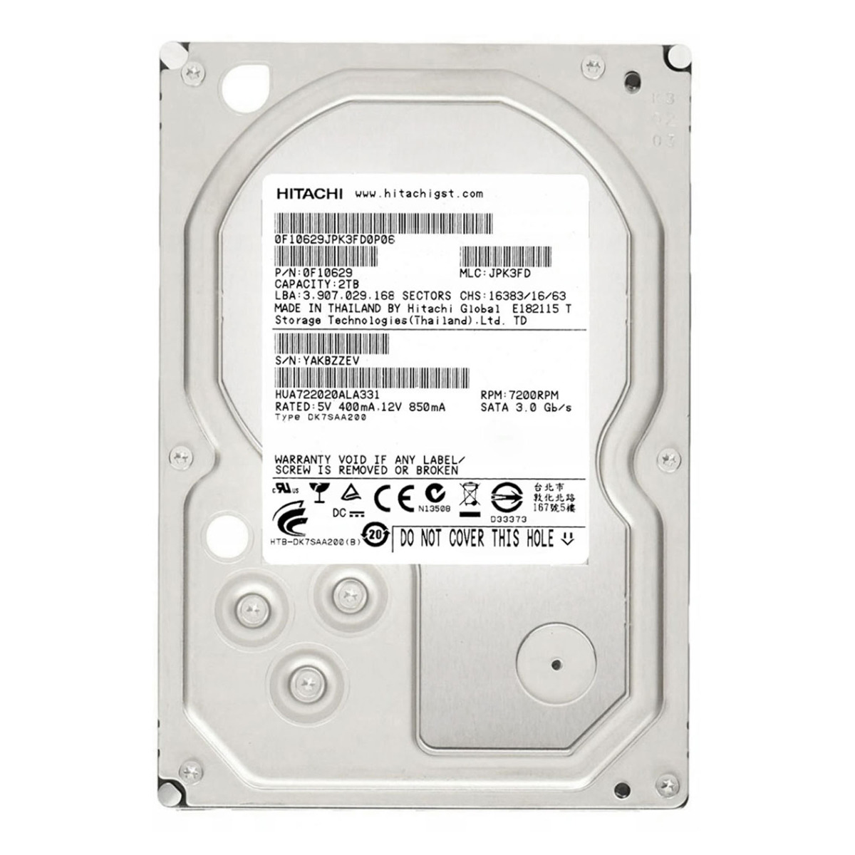 Hitachi UltraStar A7K2000 2 To SATA II 7 200 tr/min 32 Mo 3,5'' HUA722020ALA331
