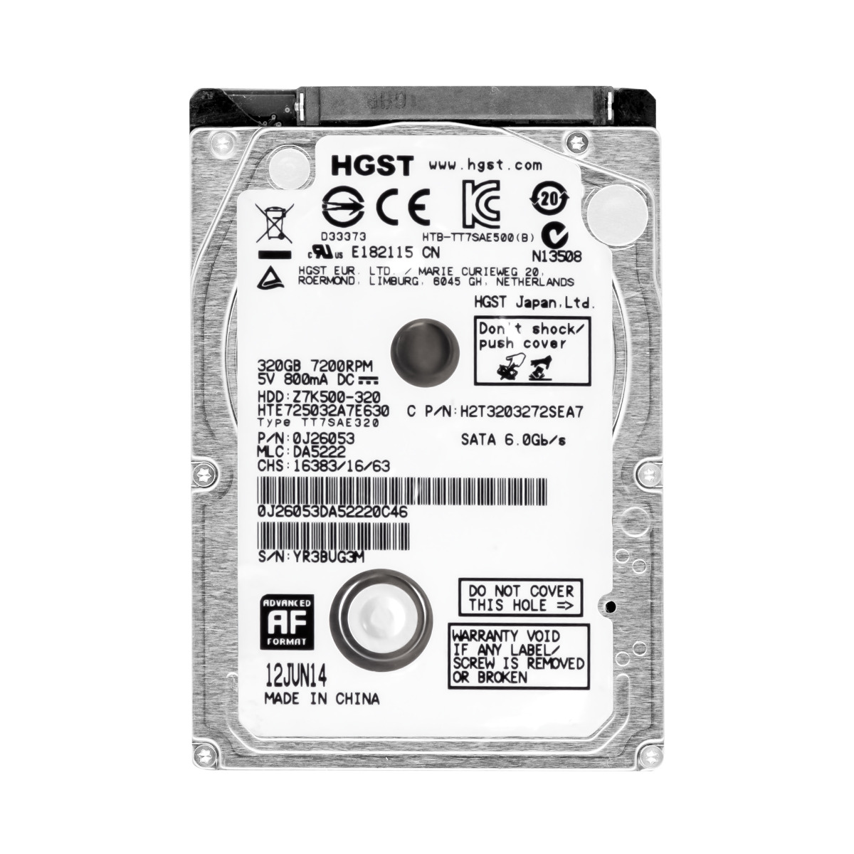 HGST TravelStar Z7K500 320 Go 7,2k 32 Mo SATA III 2,5'' HTE725032A7E630