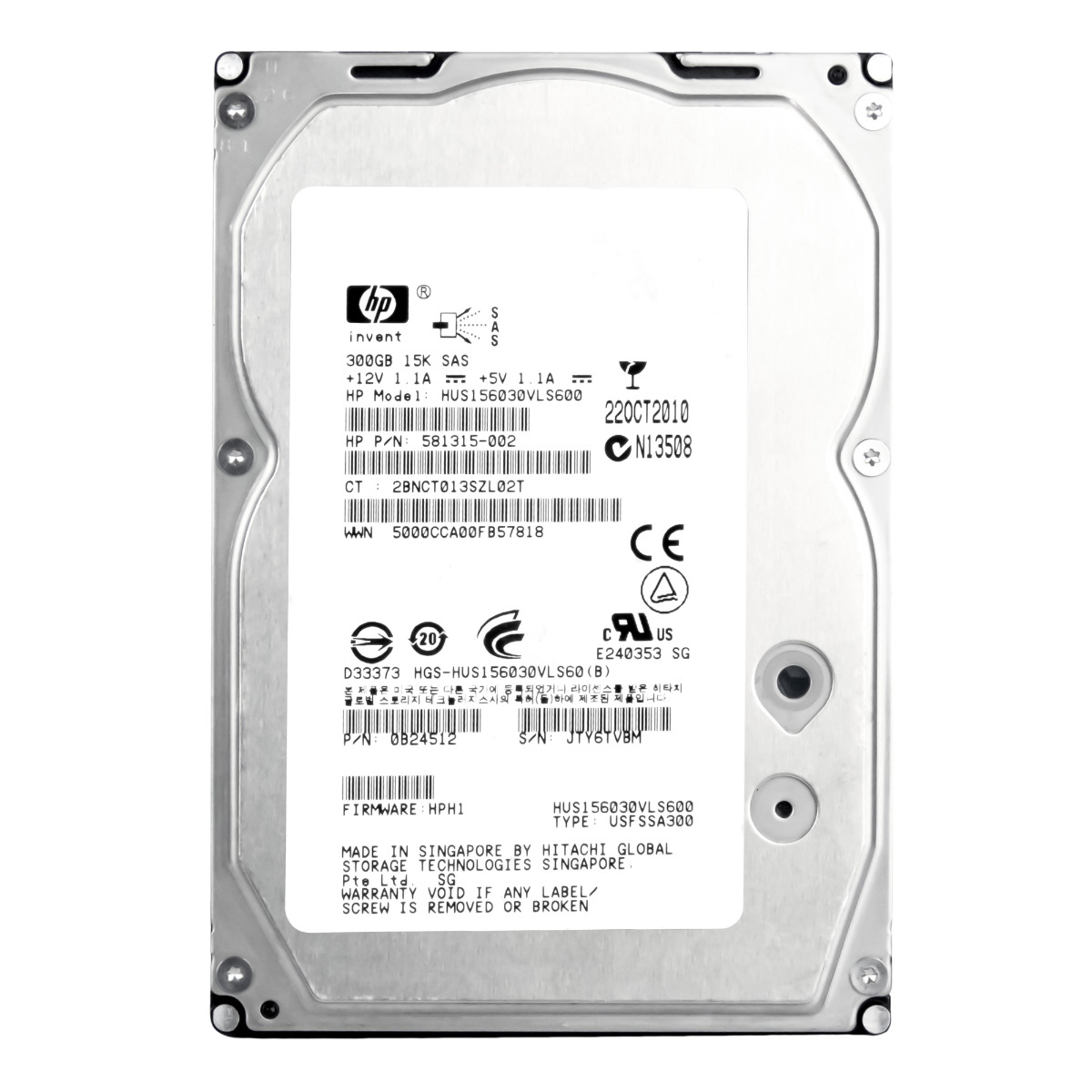 HP 581315-002 300 Go 15000 tr/min 64 Mo SAS-2 3,5'' HUS156030VLS600