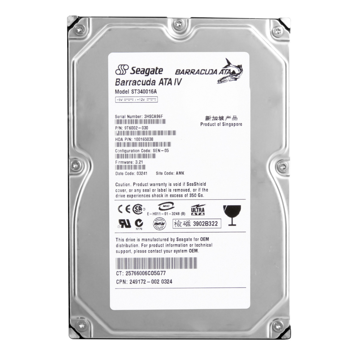 SEAGATE BARRACUDA ATA IV 40GB 7.2k 2MB ATA 3.5'' ST340016A