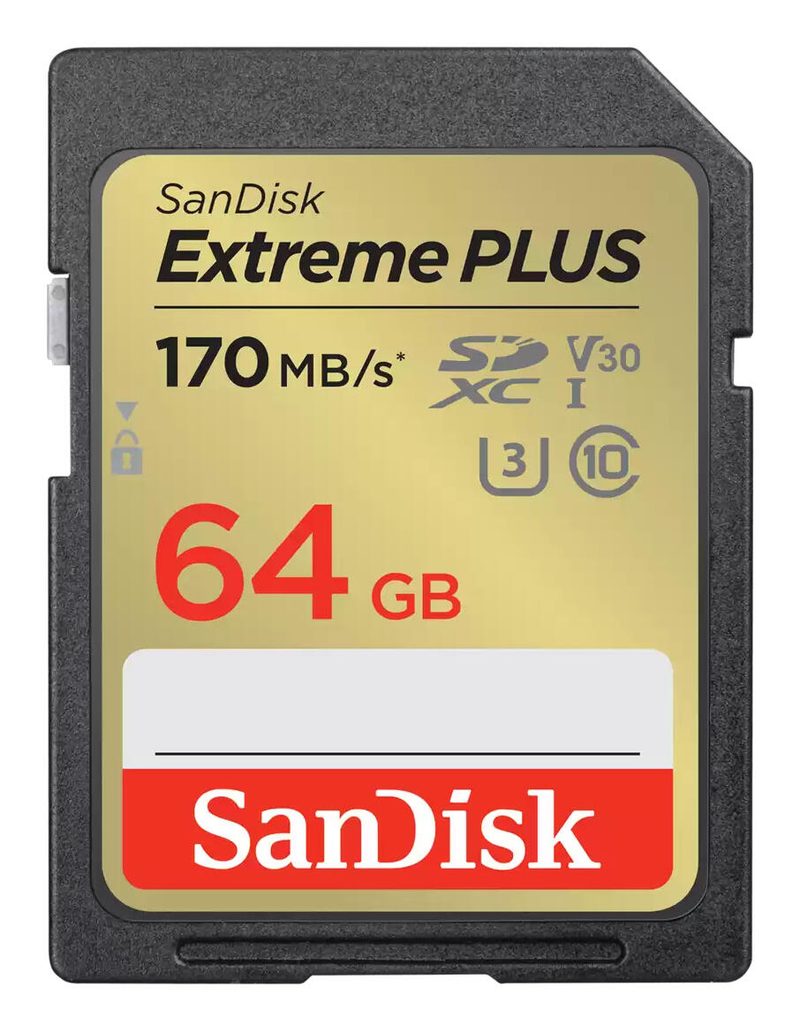 Carte mémoire SanDisk Extreme PLUS 64 Go SDXC, (U3)