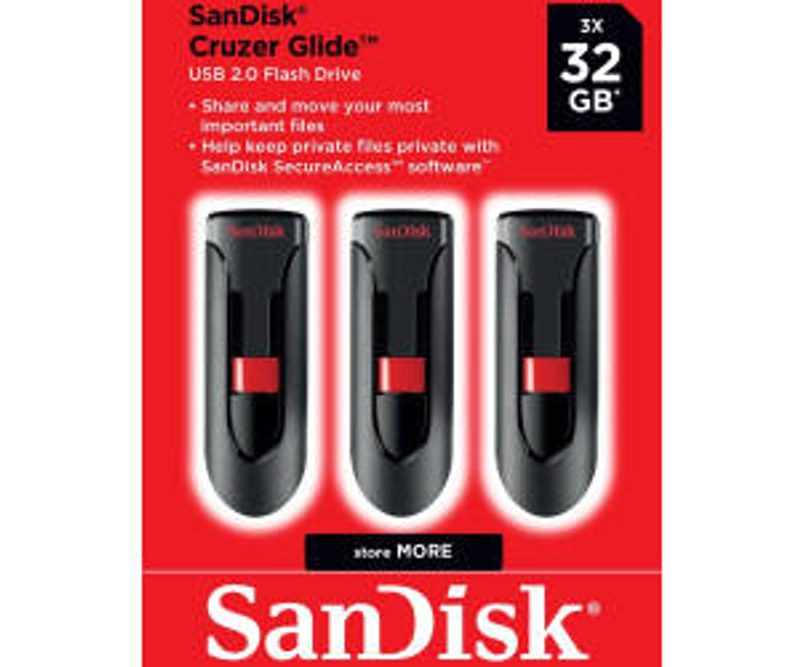 SanDisk Glide Clé USB 32 Go, 3 unités, USB 2.0