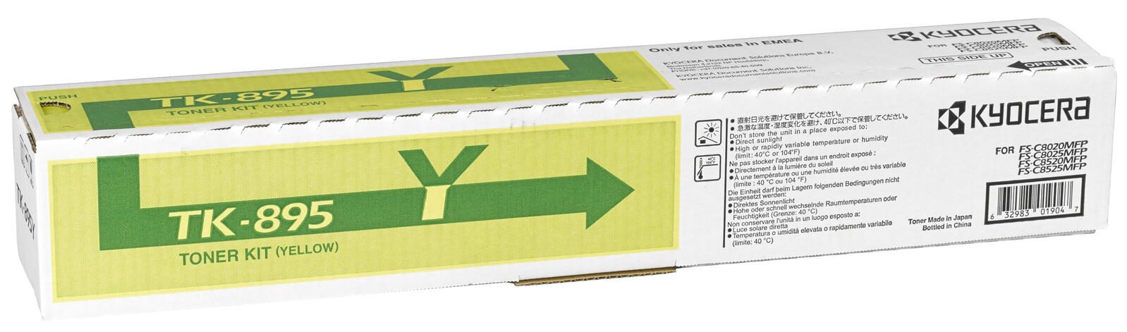 Toner Kyocera TK-895Y jaune 6 000 pages (1T02K0ANL0) pour FS-C8020MFP, C8025MFP, C8520MFP, C8525MFP