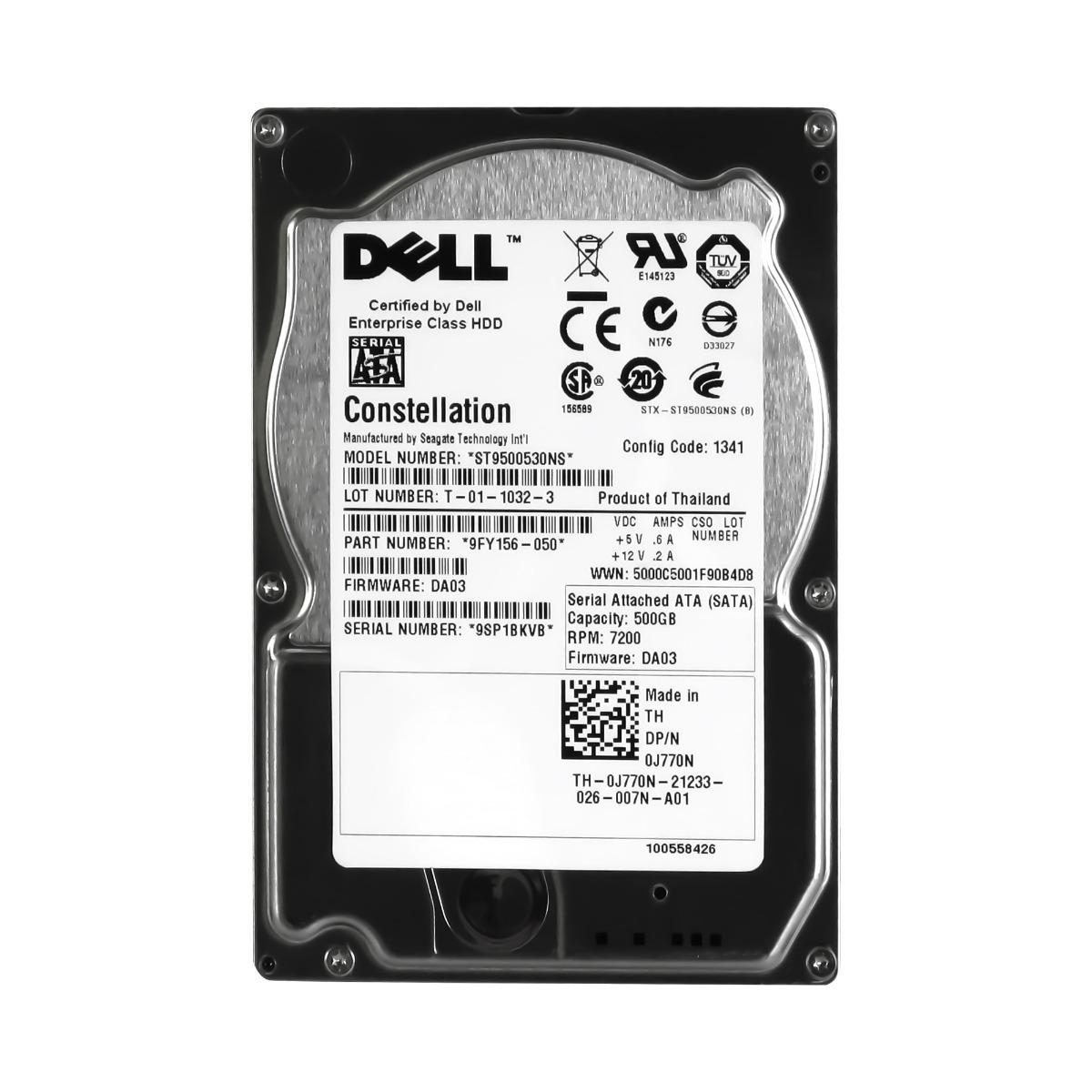 DELL 0J770N 500 Go SATA II 7,2K 32 Mo 2,5'' ST9500530NS