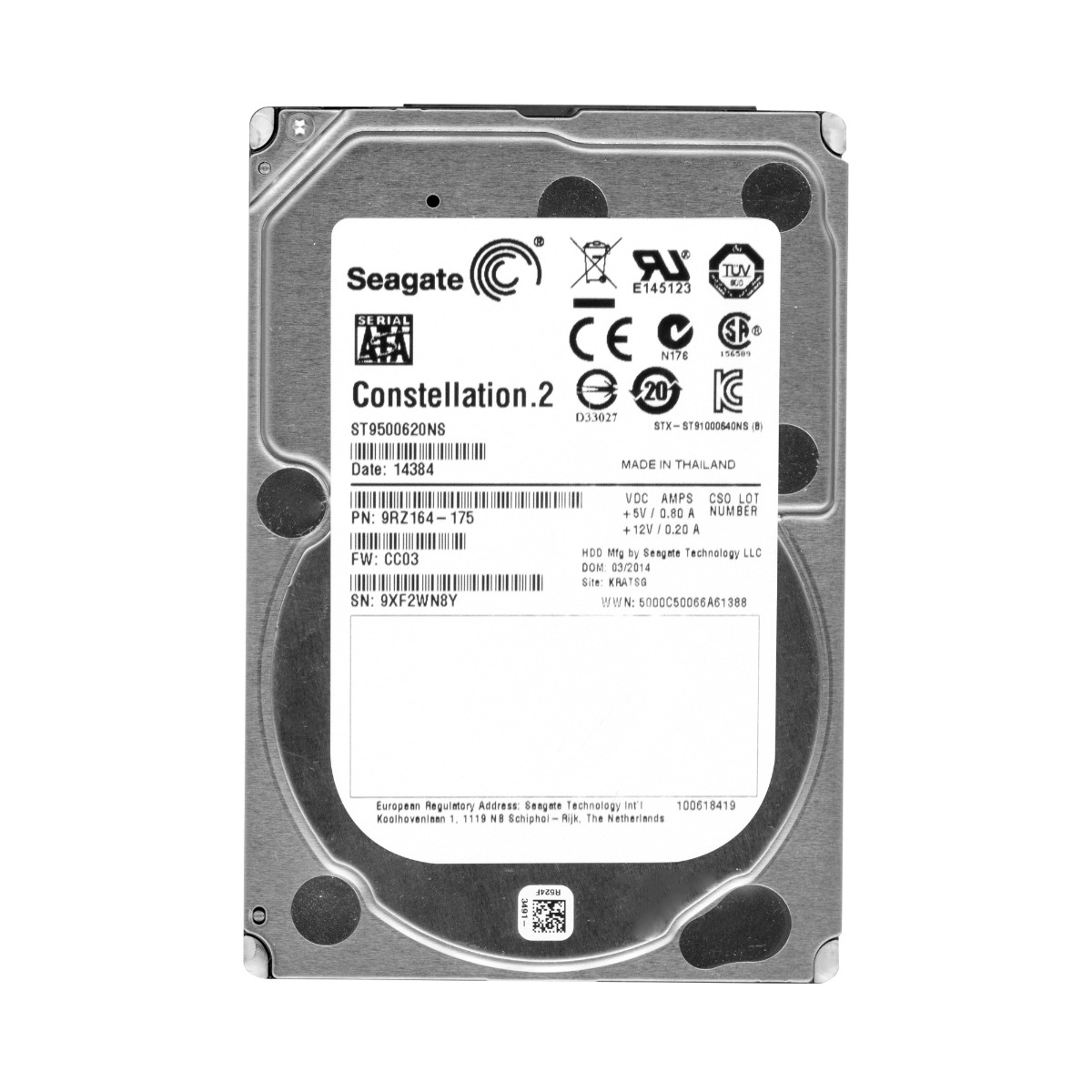 SEAGATE CONSTELLATION.2 500 Go 7,2K 64 Mo SATA III 2,5'' ST9500620NS