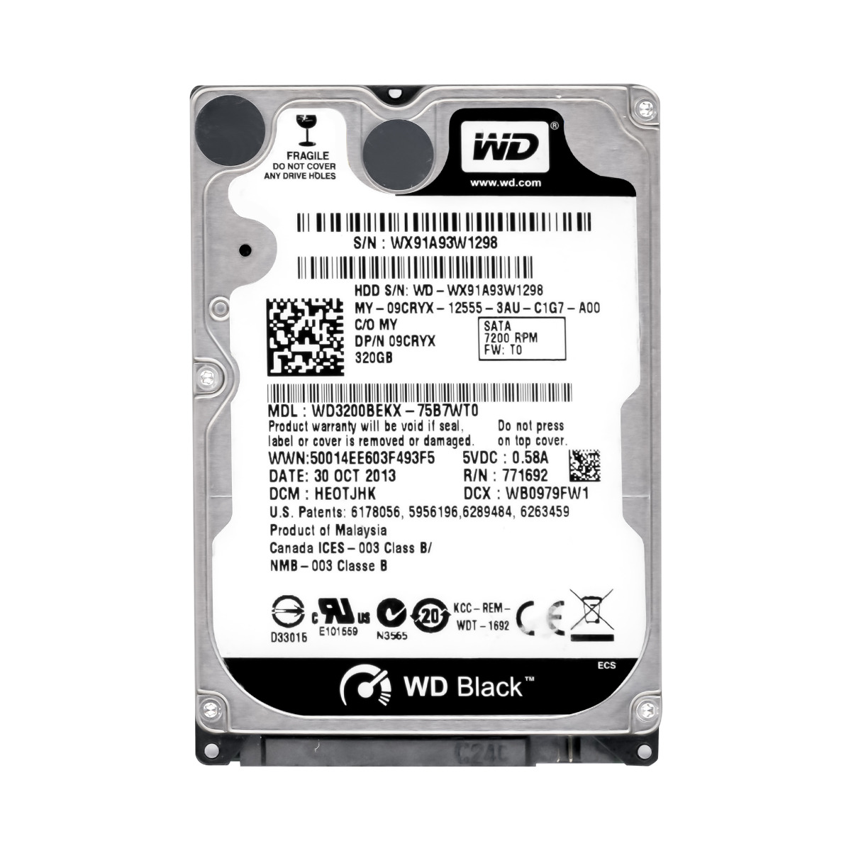 DELL 09CRYX 320GB 7.2K 16MB SATA III 2.5'' WD3200BEKX