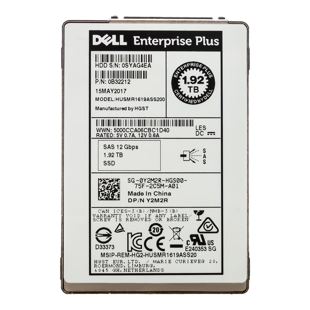 DELL 0Y2M2R 1,92TB MLC SAS-3 2.5'' HUSMR1619ASS200