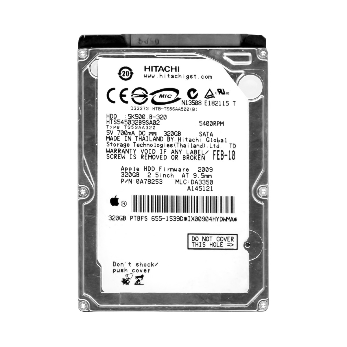 HITACHI TravelStar 5K500.B 320 Go 5,4K 8 Mo SATA II 2,5'' HTS545032B9SA02