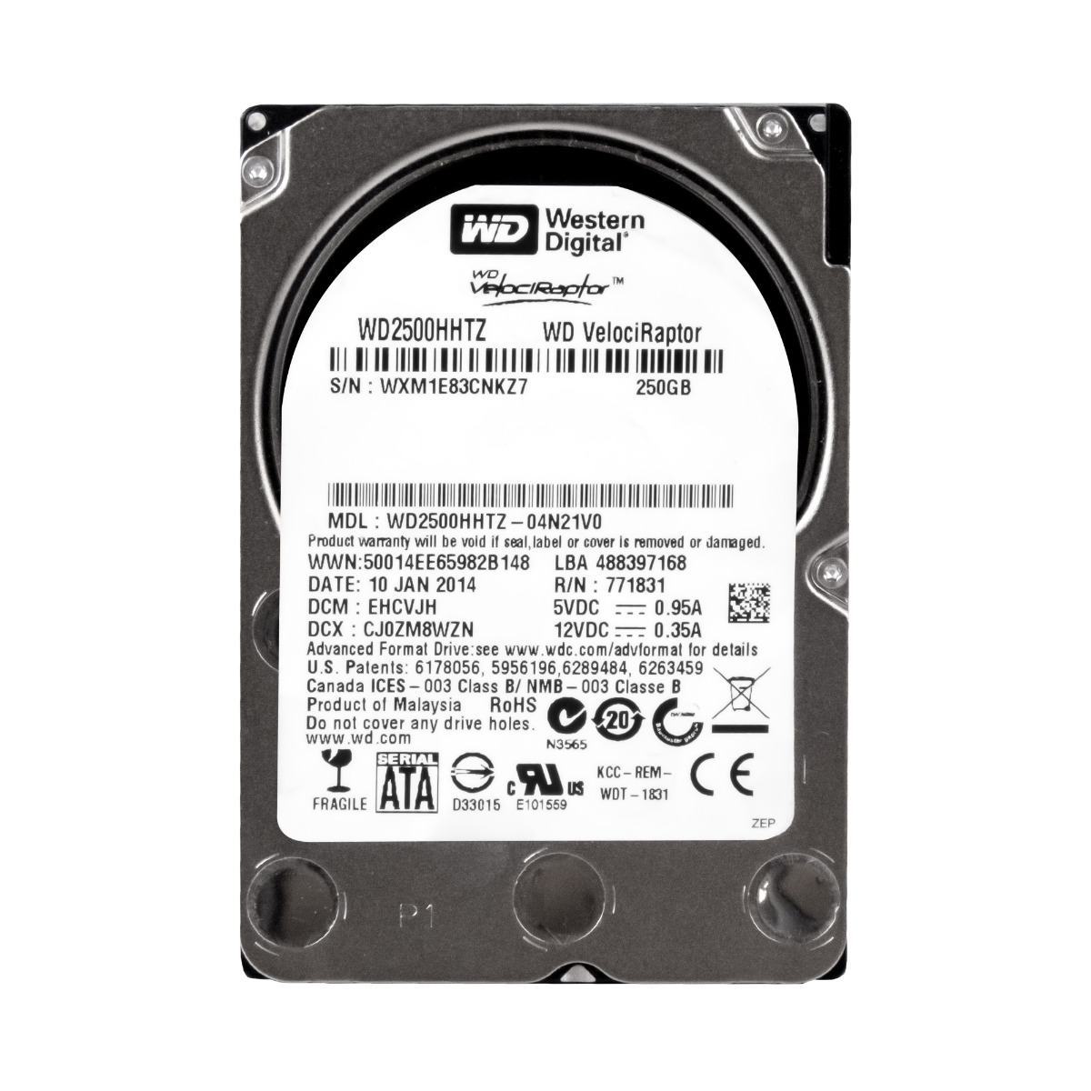 WD VelociRaptor 250 Go 10 000 tr/min 64 Mo SATA III 2,5" WD2500HHTZ