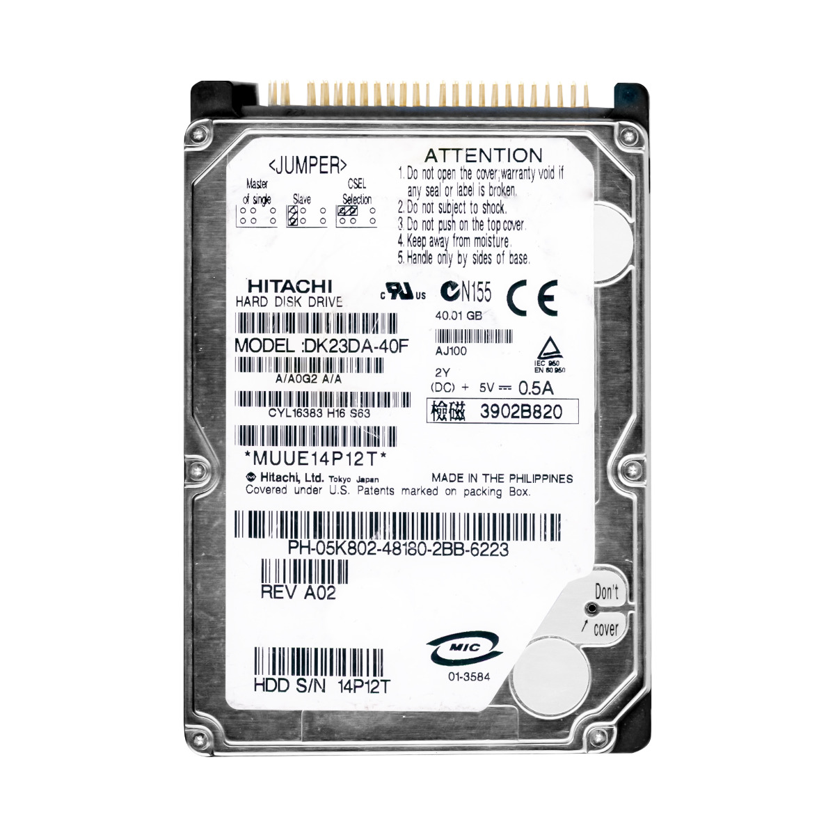 HITACHI 40GB 4,2K 8MB ATA 2,5'' DK23DA-40F