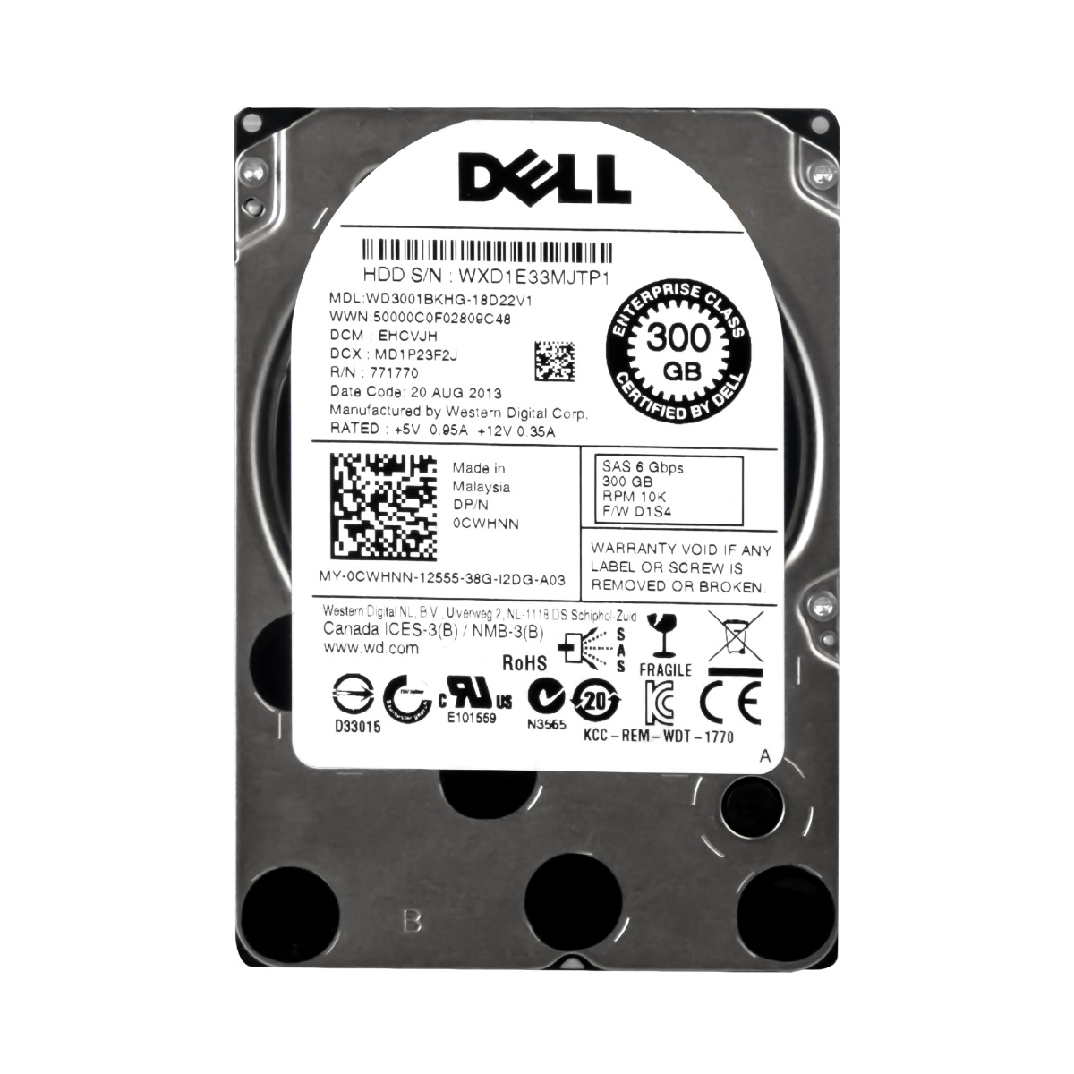 DELL 0CWHNN 300GB 10K 32MB SAS-2 2.5'' WD3001BKHG