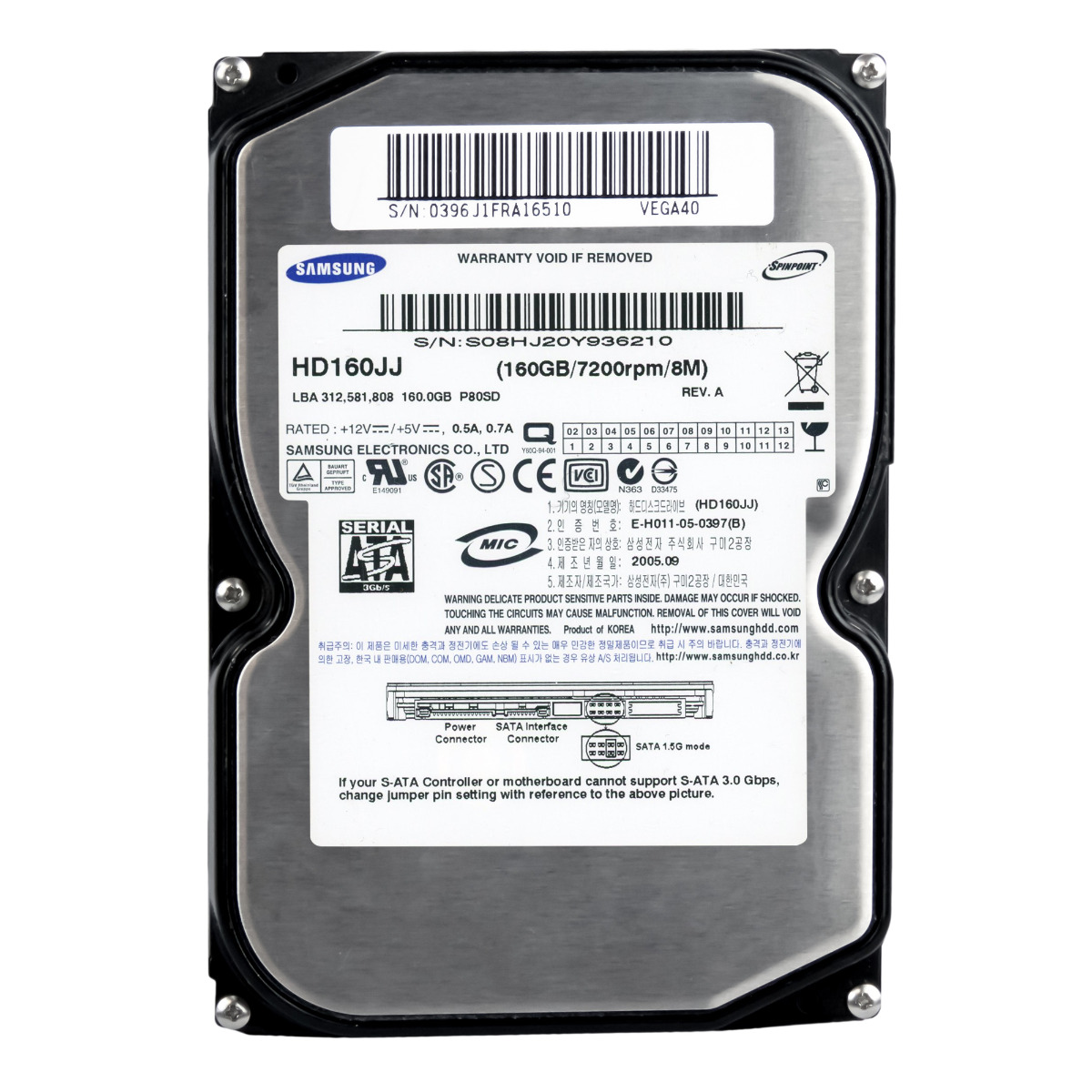SAMSUNG SpinPoint P80SD 160GB 7.2K 8MB SATA II 3.5'' HD160JJ