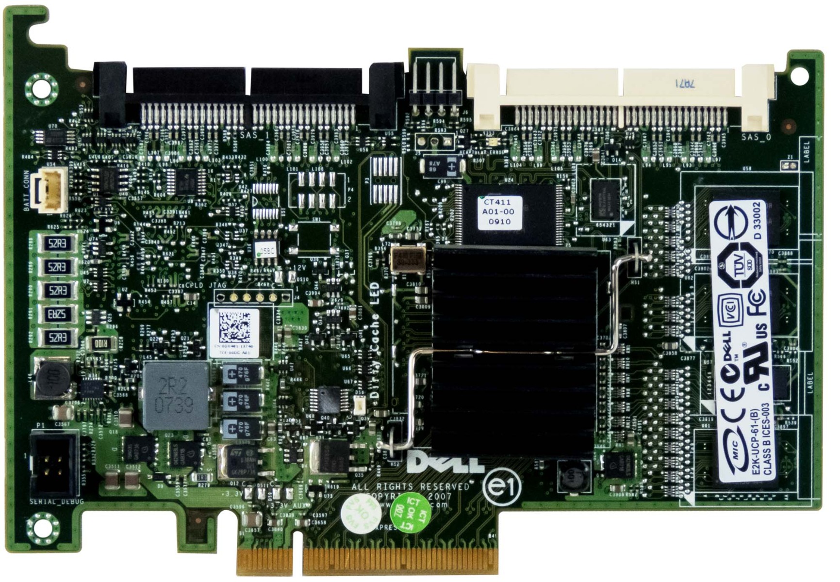 DELL 0DX481 CONTRÔLEUR RAID PERC 6i 256 Mo SAS/SATA PCIe x8