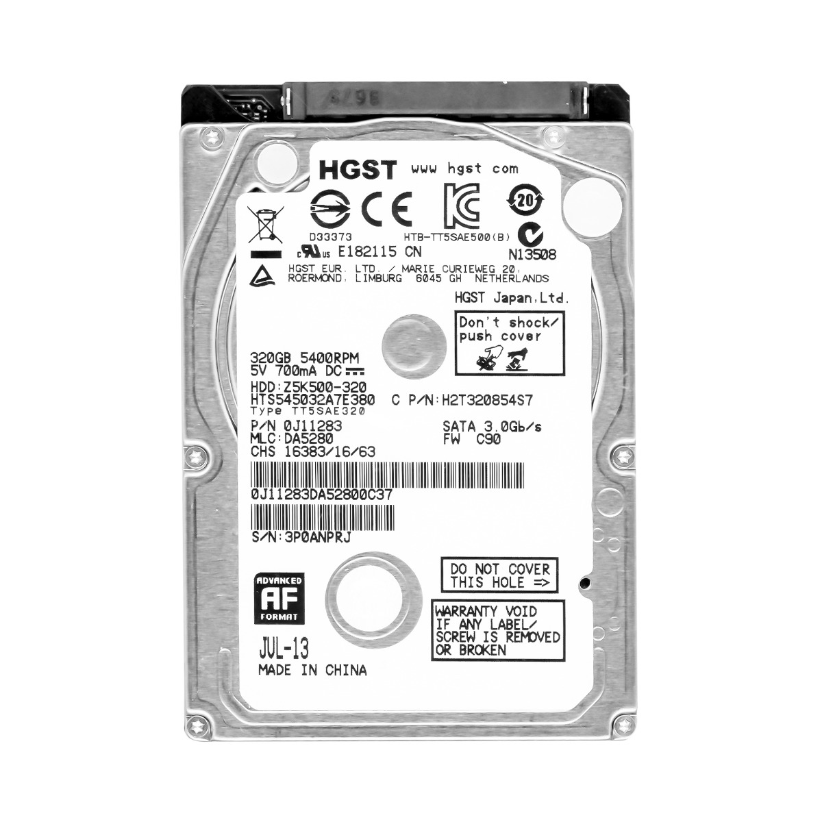 HGST TRAVELSTAR Z5K500 320 Go 5,4K 8 Mo SATA II 2,5'' HTS545032A7E380