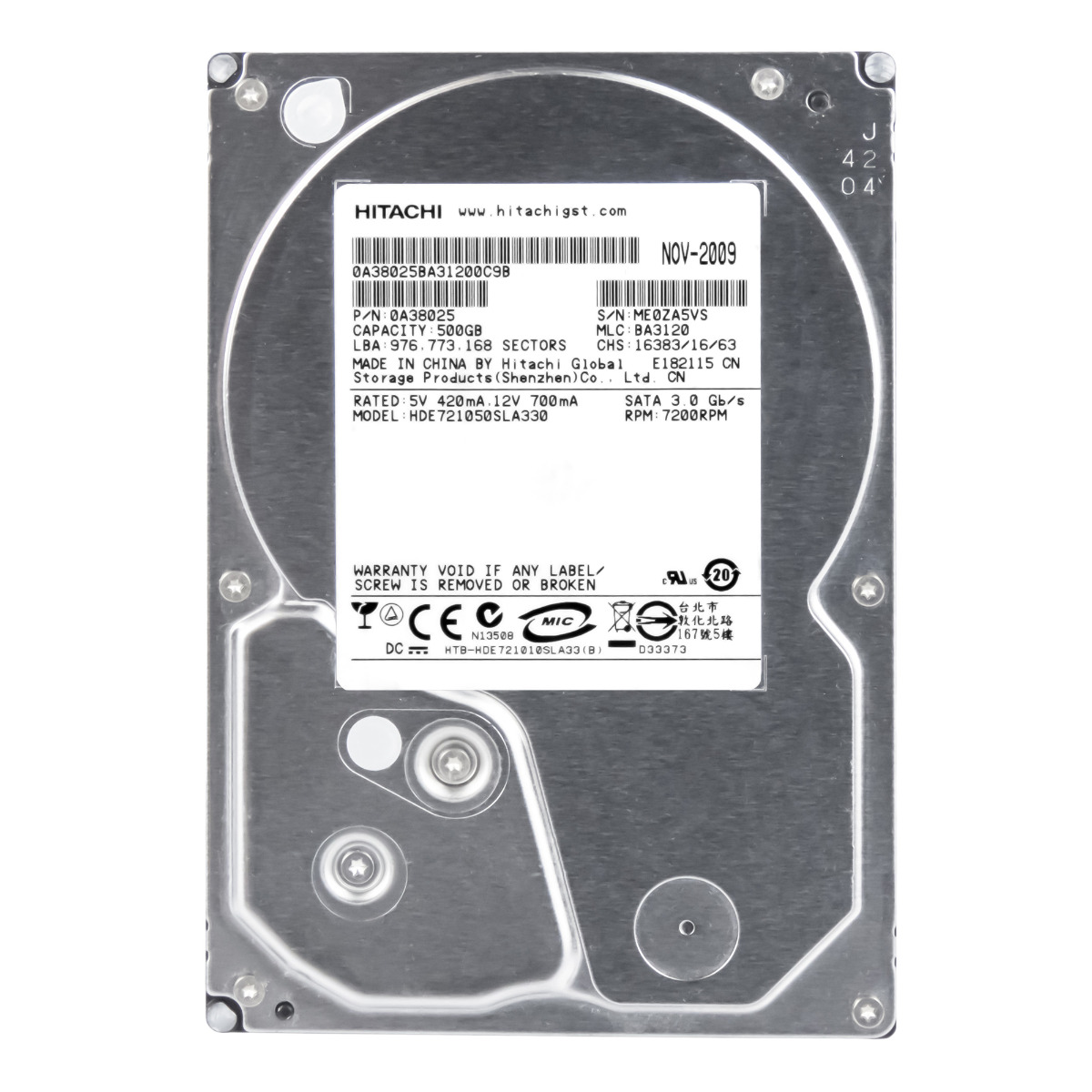 HITACHI DeskStar E7K1000 500 Go 7,2K 32 Mo SATA II 3,5'' HDE721050SLA330