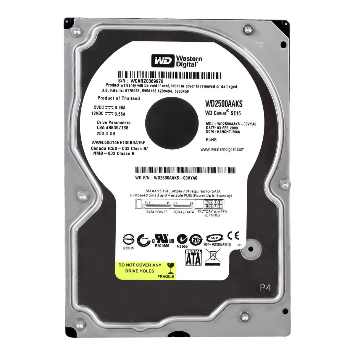 WD CAVIAR SE16 250GB 7.2K 16MB SATA II 3.5'' WD2500AAKS