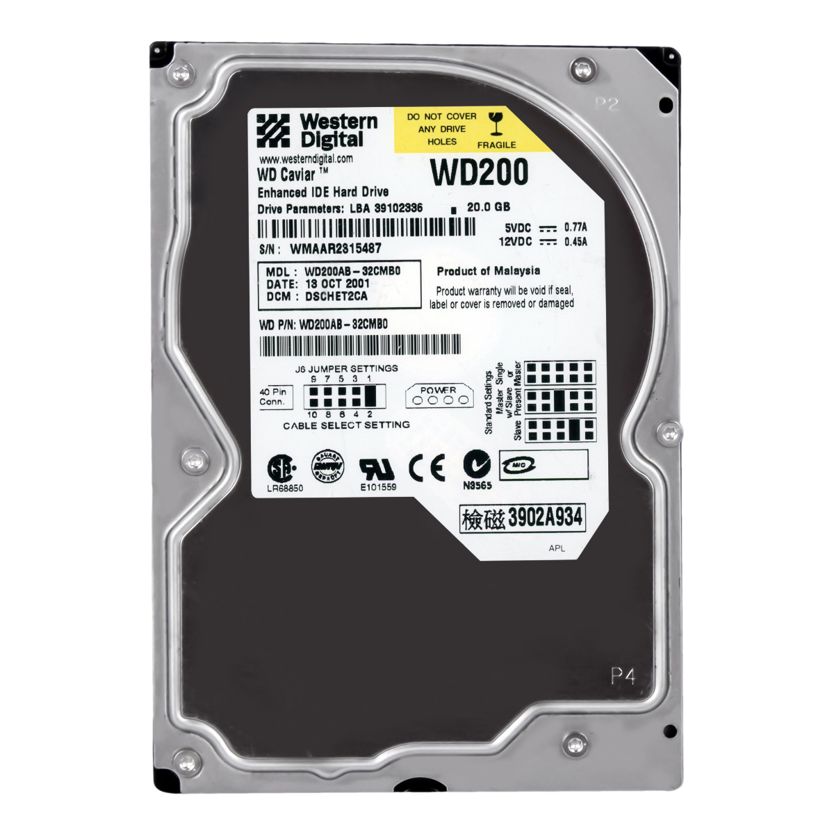 WD Caviar 20 Go 5 400 tr/min 2 Mo ATA 3,5'' WD200AB
