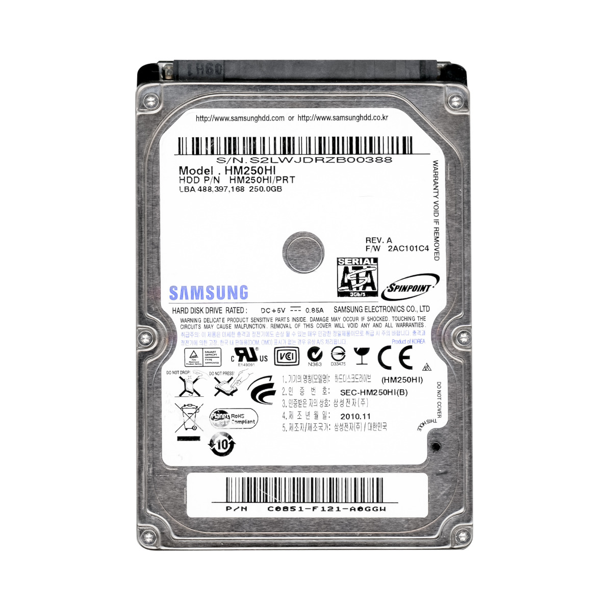 SAMSUNG SpinPoint M7 250GB 5.4K 8MB SATA II 2,5'' HM250HI