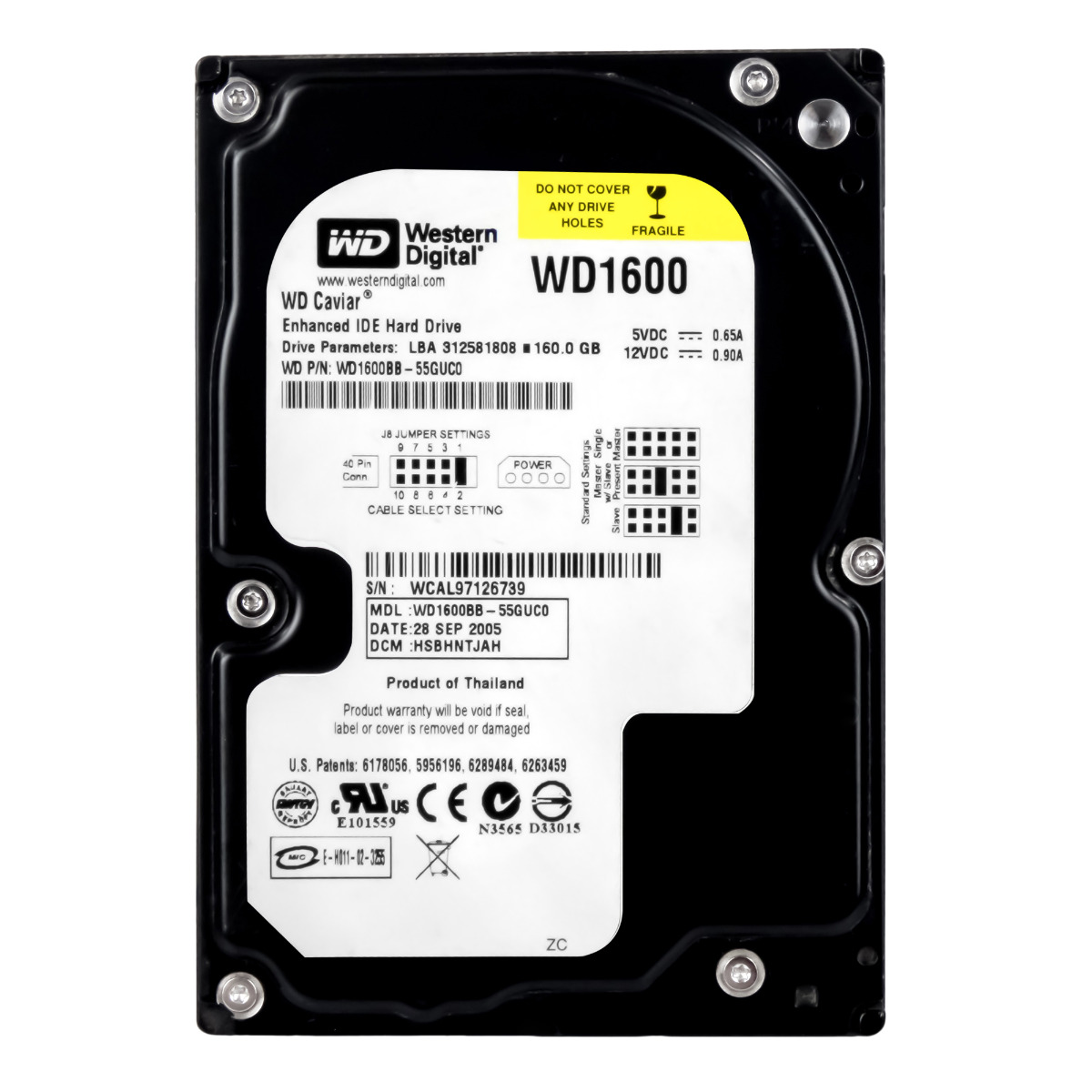 WD CAVIAR 160GB 7.2K 2MB ATA 3.5'' WD1600BB-55GUC0