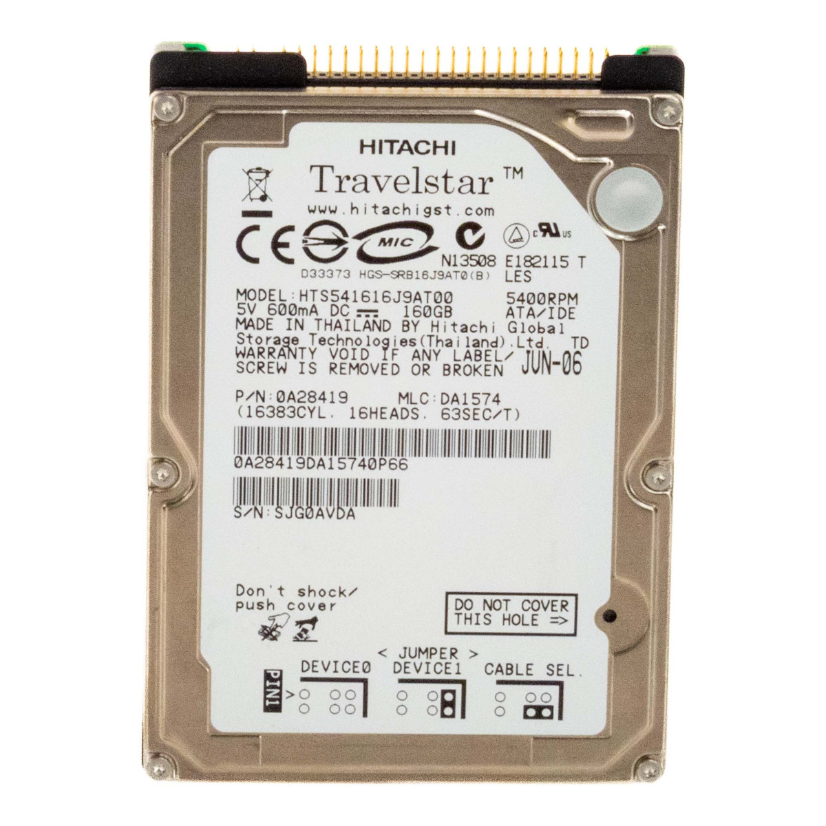 Hitachi TravelStar 5K160 160 Go 5,4k 8 Mo ATA 2,5'' HTS541616J9AT00