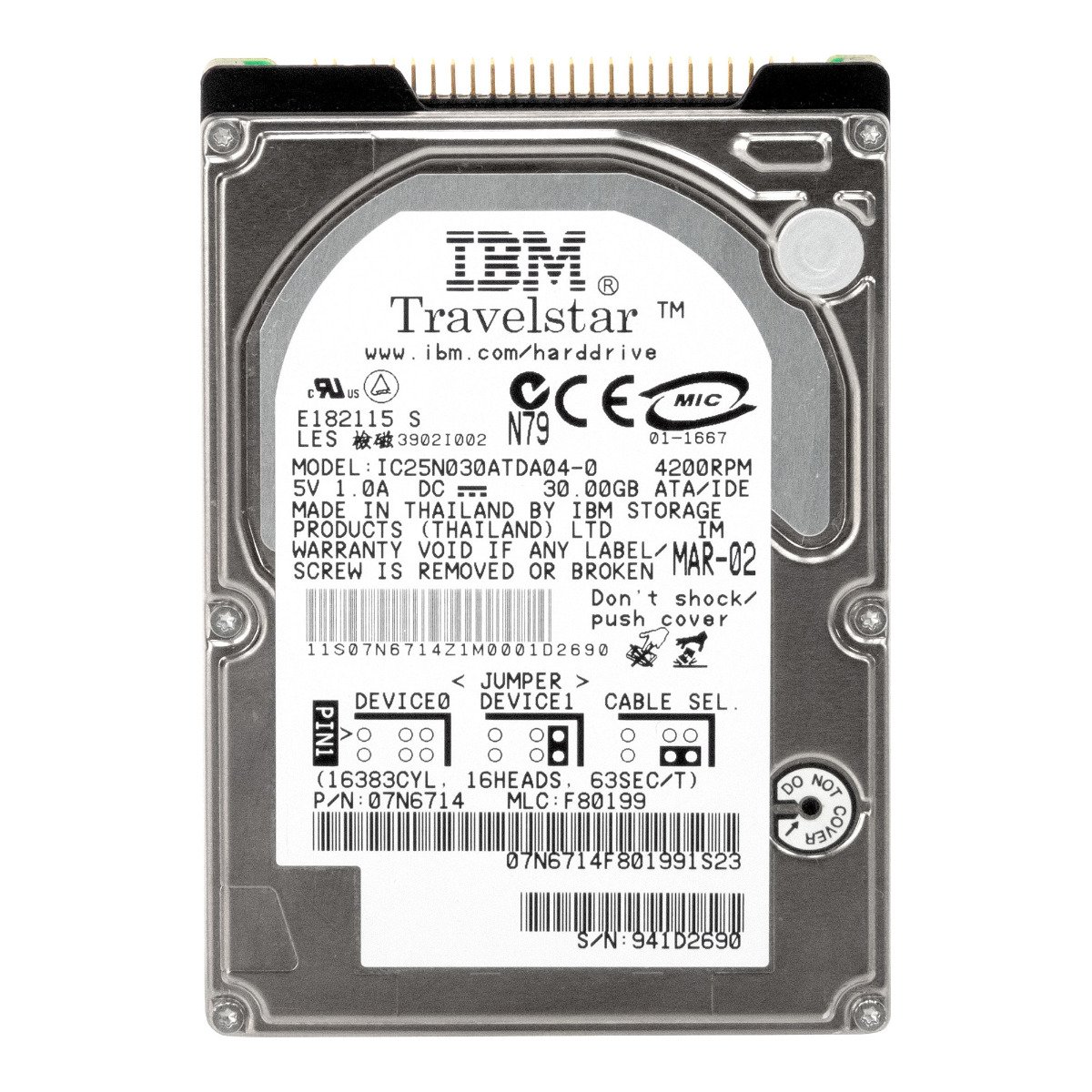 IBM TravelStar 30GN 30GB 4.2K 2MB ATA 2.5'' IC25N030ATDA04-0