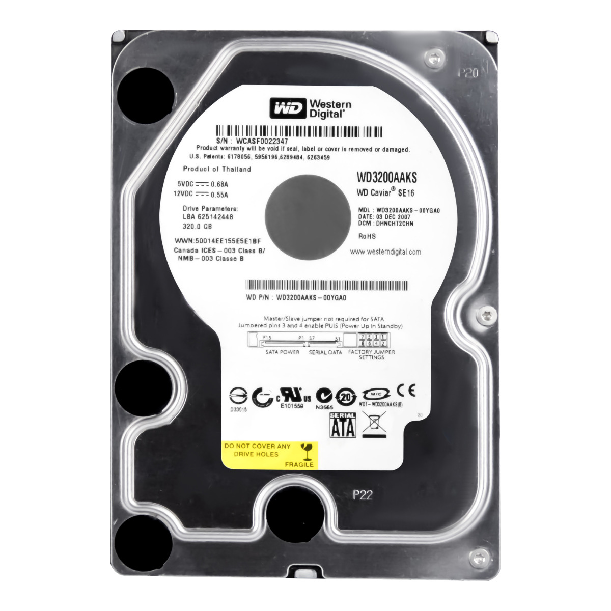 WD CAVIAR SE16 320 Go 7,2K 16 Mo SATA II 3,5'' WD3200AAKS