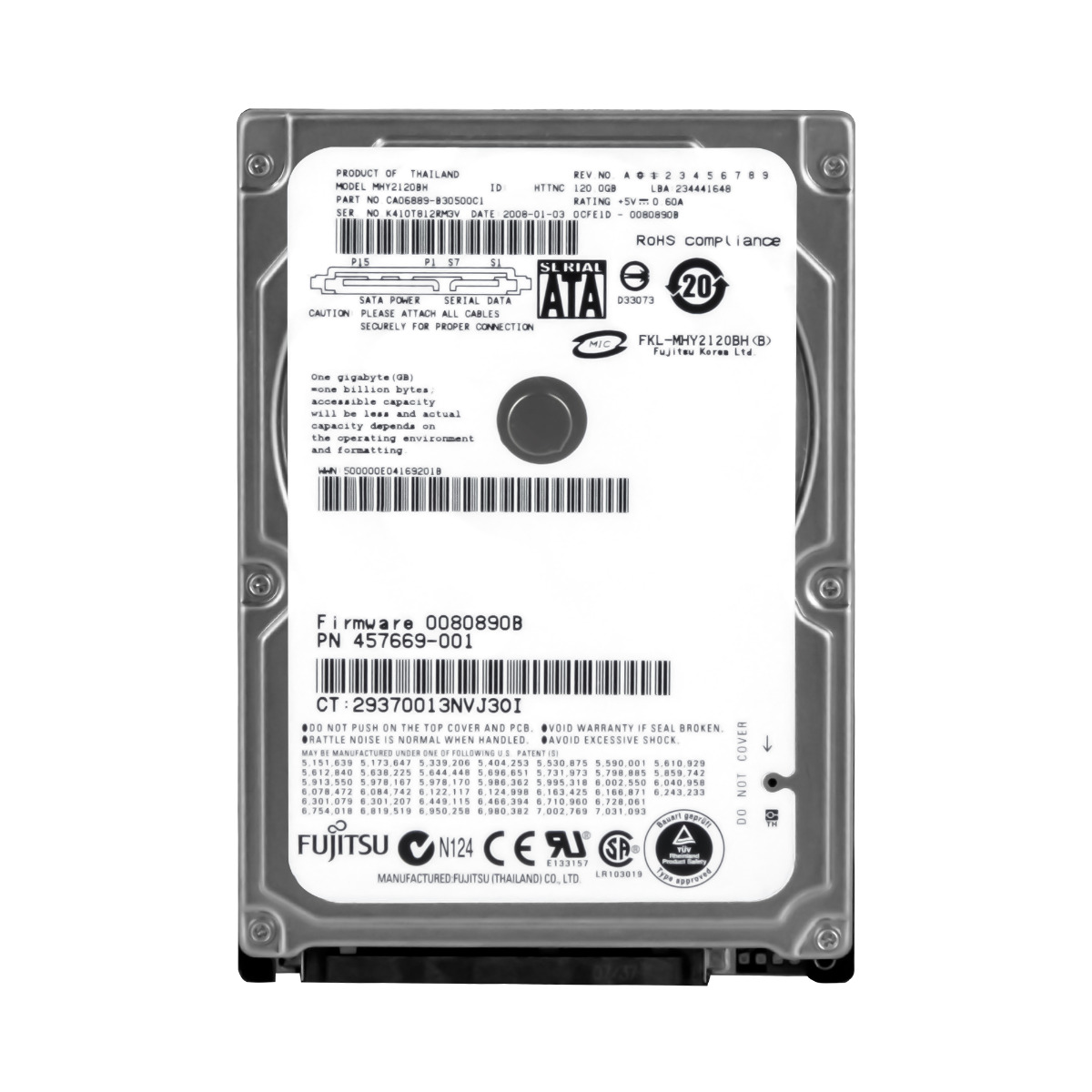 FUJITSU 120 Go 5,4K 8 Mo SATA 2,5'' MHY2120BH