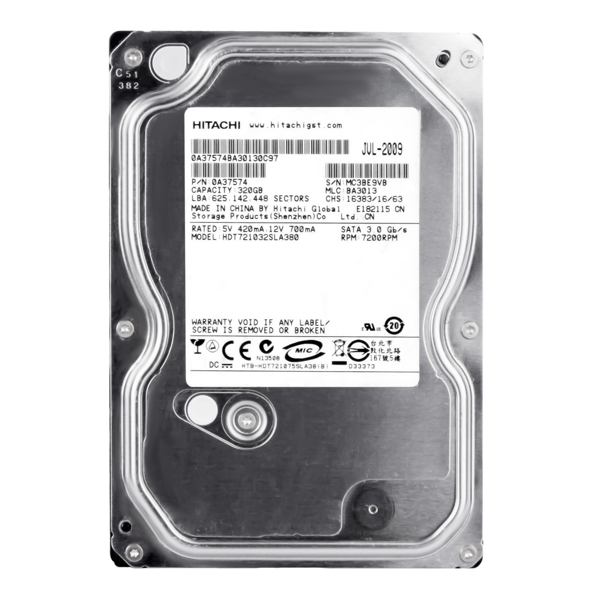 HITACHI DeskStar 7K1000.B 320 Go 7,2K 8 Mo SATA II 3,5'' HDT721032SLA380