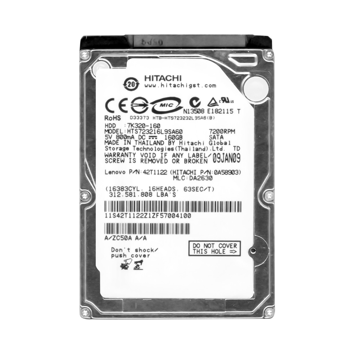 HITACHI TravelStar 7K320 160GB 7.2K 16MB SATA 2.5'' HTS723216L9SA60