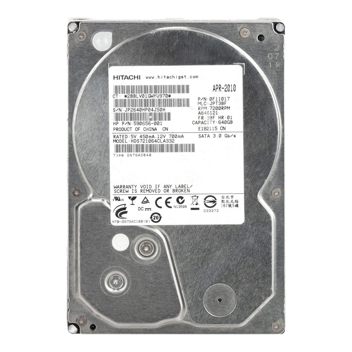 HITACHI DeskStar 7K1000.C 640 Go 7,2K 32 Mo SATA II 3,5'' HDS721064CLA332