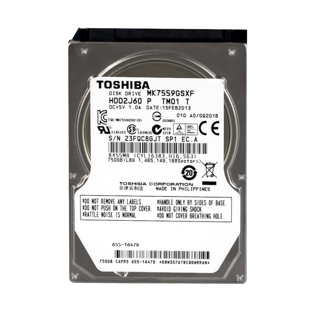 TOSHIBA 750 Go 5,4K 8 Mo SATA II 2,5'' MK7559GSXF