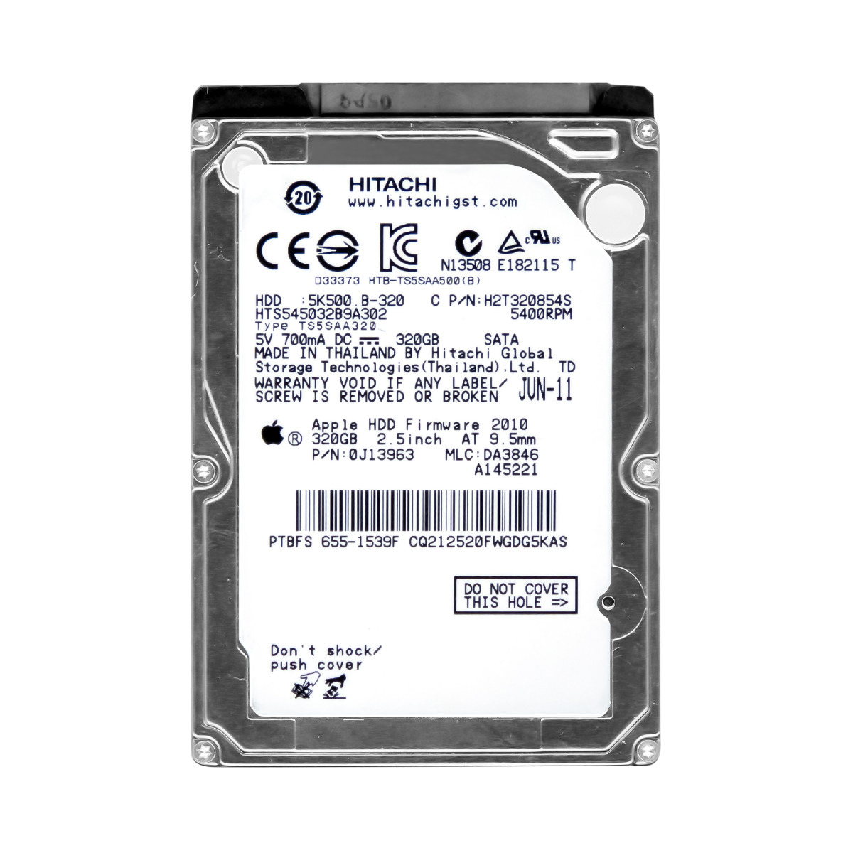 HITACHI TravelStar 5K500.B 320 Go 5,4K 8 Mo SATA II 2,5'' HTS545032B9A302