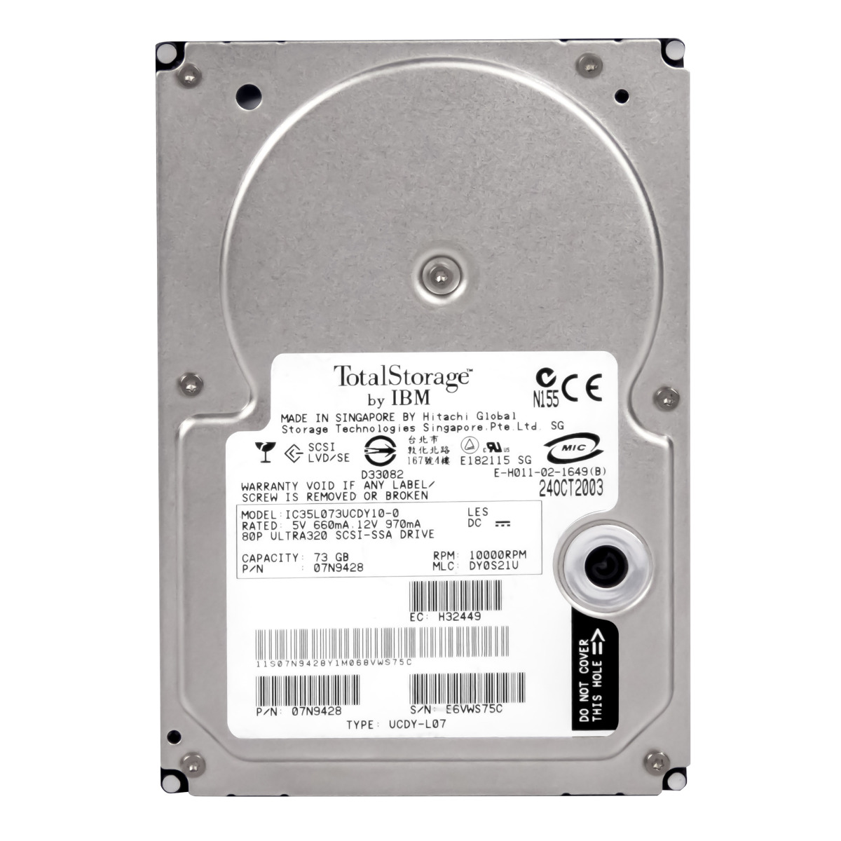 IBM 07N9428 73 Go 10K SCSI U320 3,5'' IC35L073UCDY10-0