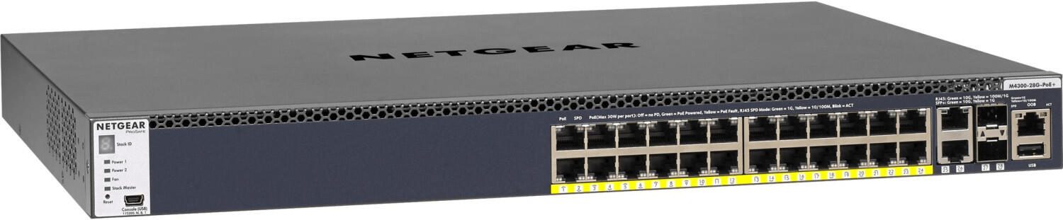 Netgear M4300-28G-PoE+ (GSM4328PB) Switch gérable empilable 24 ports Gigabit PoE+ avec 4 ports 10G (alimentation 1000W)
