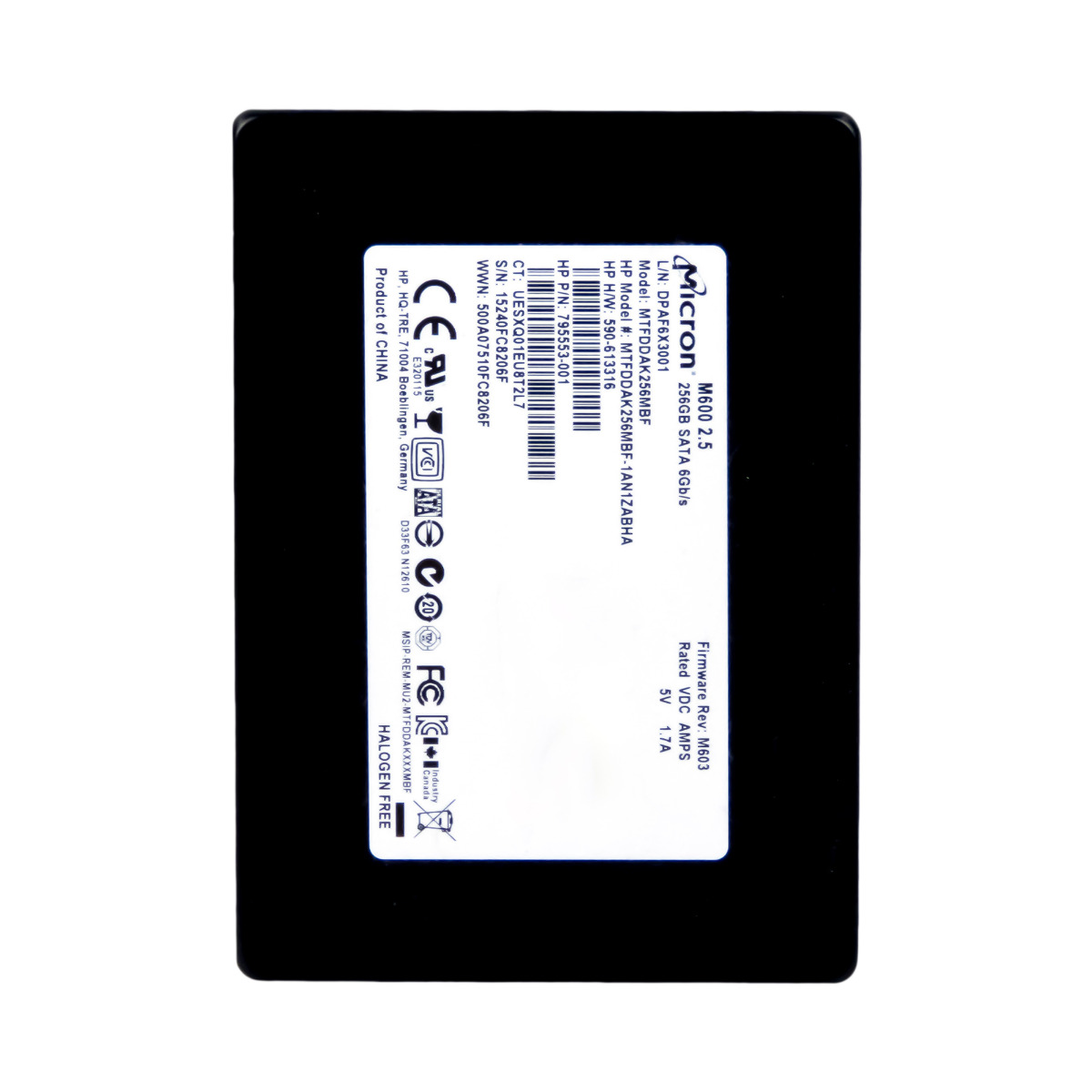 MICRON M600 256 Go SATA III 2,5'' MTFDDAK256MBF 795553-001