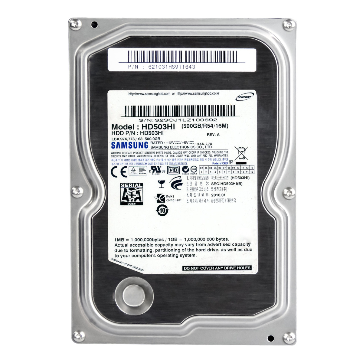 SAMSUNG SpinPoint F3EG 500 Go 5,4K 16 Mo SATA II 3,5'' HD503HI