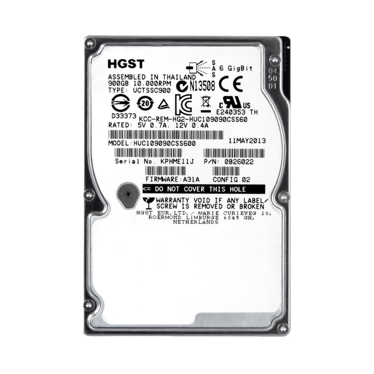 HGST UltraStar C10K900 900 Go 10K 64 Mo SAS-2 2,5'' HUC109090CSS600