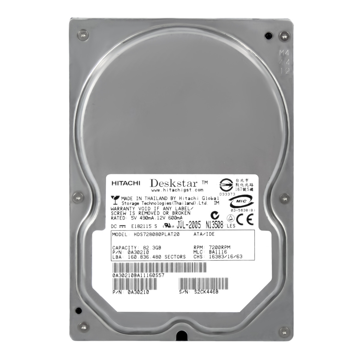 HITACHI DeskStar 7K80 80 Go 7,2K 2 Mo ATA 3,5'' HDS728080PLAT20