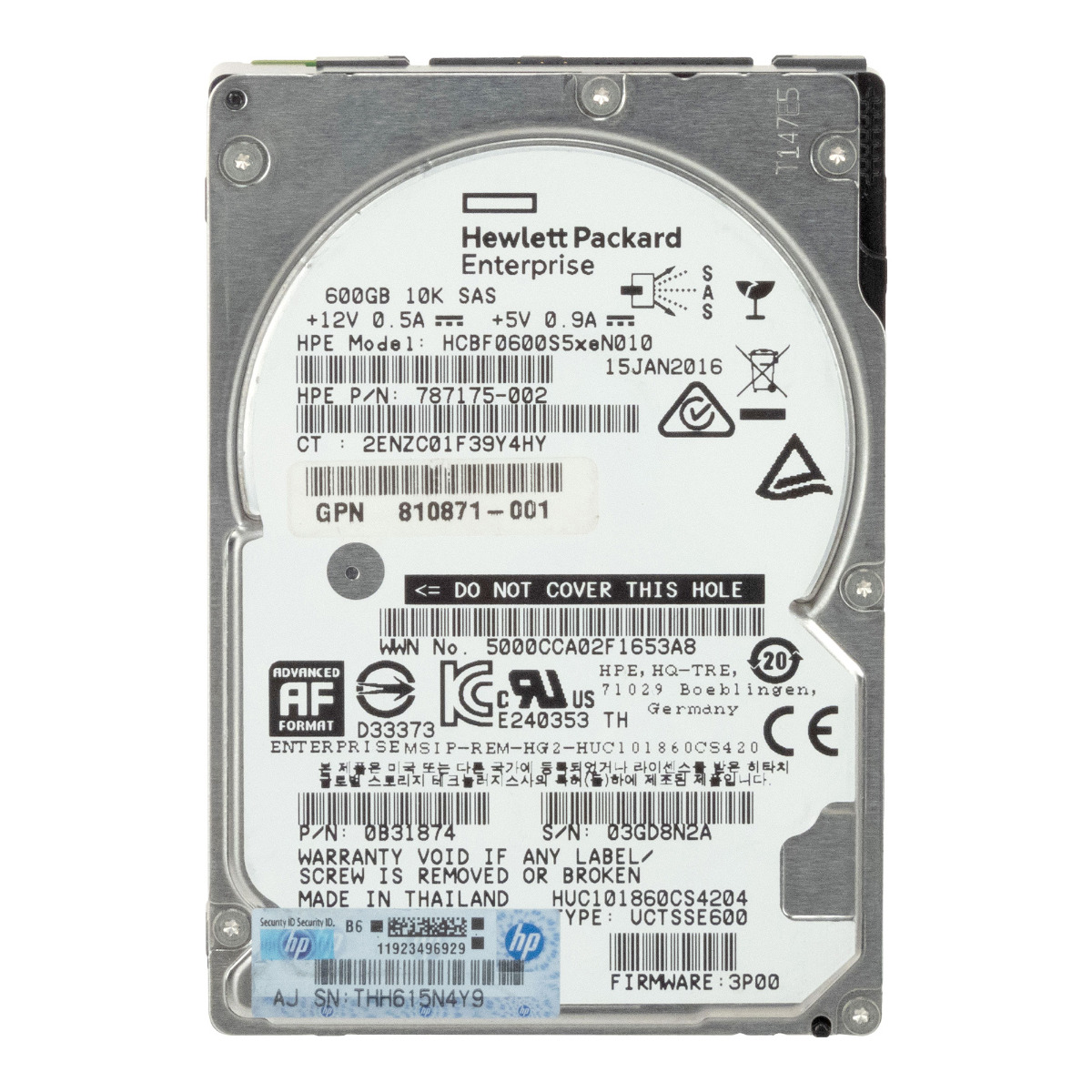 HP 787175-002 600 Go 10K 128 Mo SAS-3 2,5'' HCBF0600S5xeN010