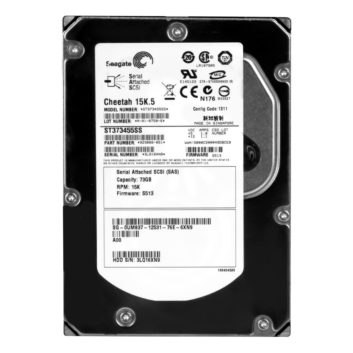 DELL 0UM837 DISQUE DUR INTERNE 73 Go 15 000 tr/min 16 Mo SAS 3,5'' ST373455SS