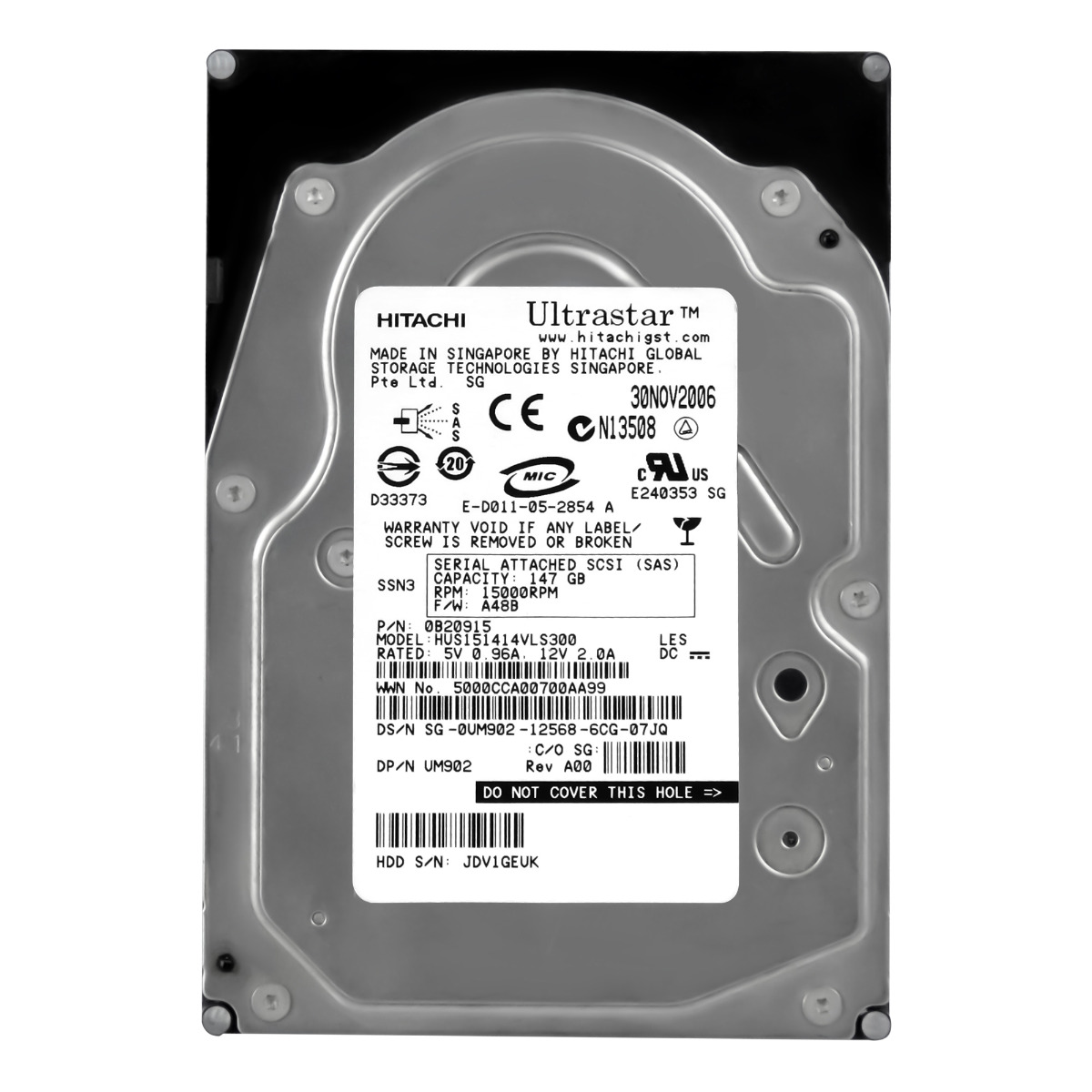 DELL 0UM902 DISQUE DUR INTERNE 146 Go 15 000 tr/min 16 Mo SAS 3,5'' HUS151414VLS300