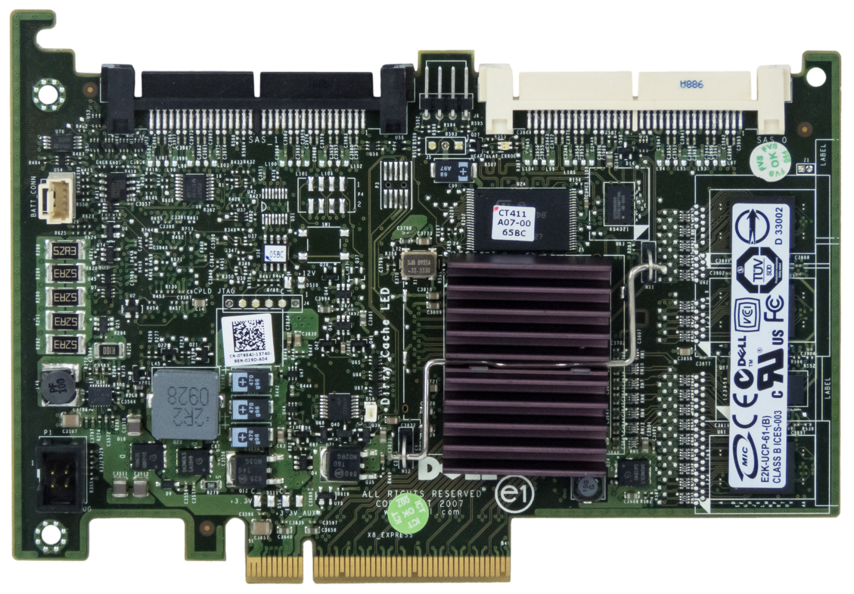DELL 0T954J PERC 6i Dual Channel SAS RAID PCIe x8