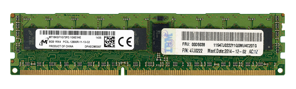 IBM 00D5038 47J0222 8 Go DDR3 MT18KSF1G72PZ-1G6E1HE 1600 MHz ECC