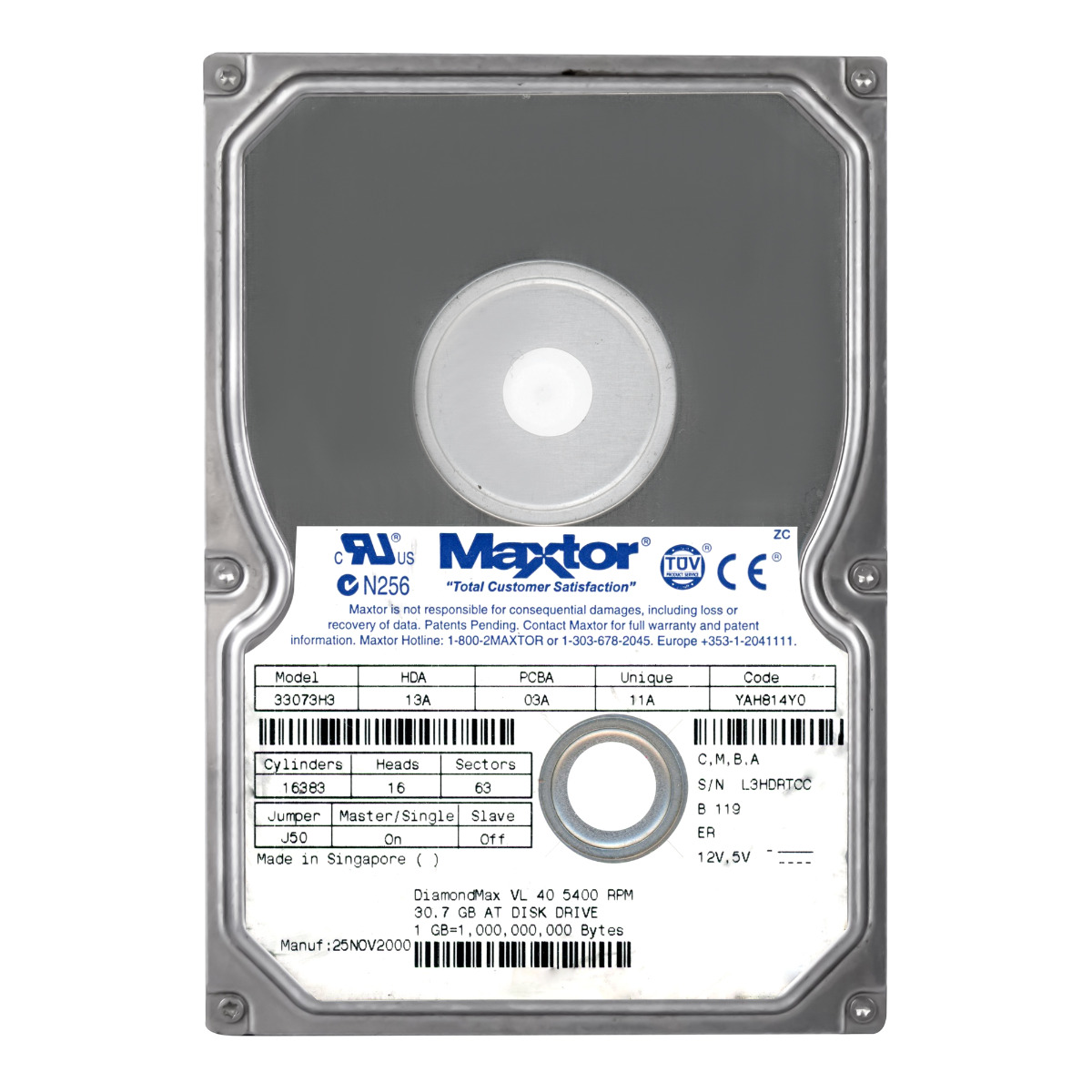 MAXTOR DiamondMax VL 40 30,7 Go 5,4K 2 Mo ATA 3,5'' 33073H3