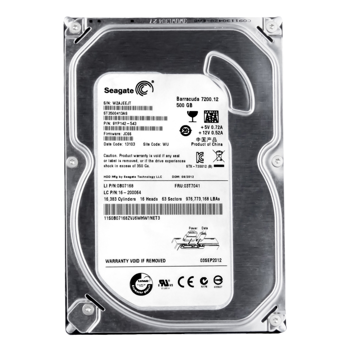 LENOVO 03T7041 500 Go 7,2K 16 Mo SATA III 3,5'' ST3500413AS