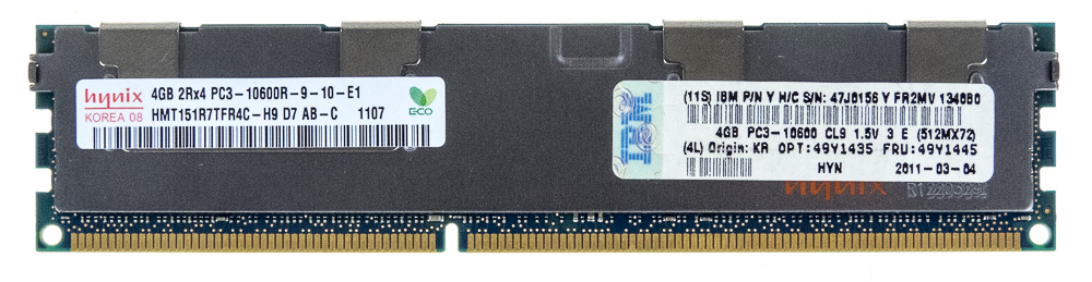 IBM 49Y1445 4 Go 2Rx4 PC3-10600 DDR3 1333 MHz CL9 1,5 V ECC 47J0156