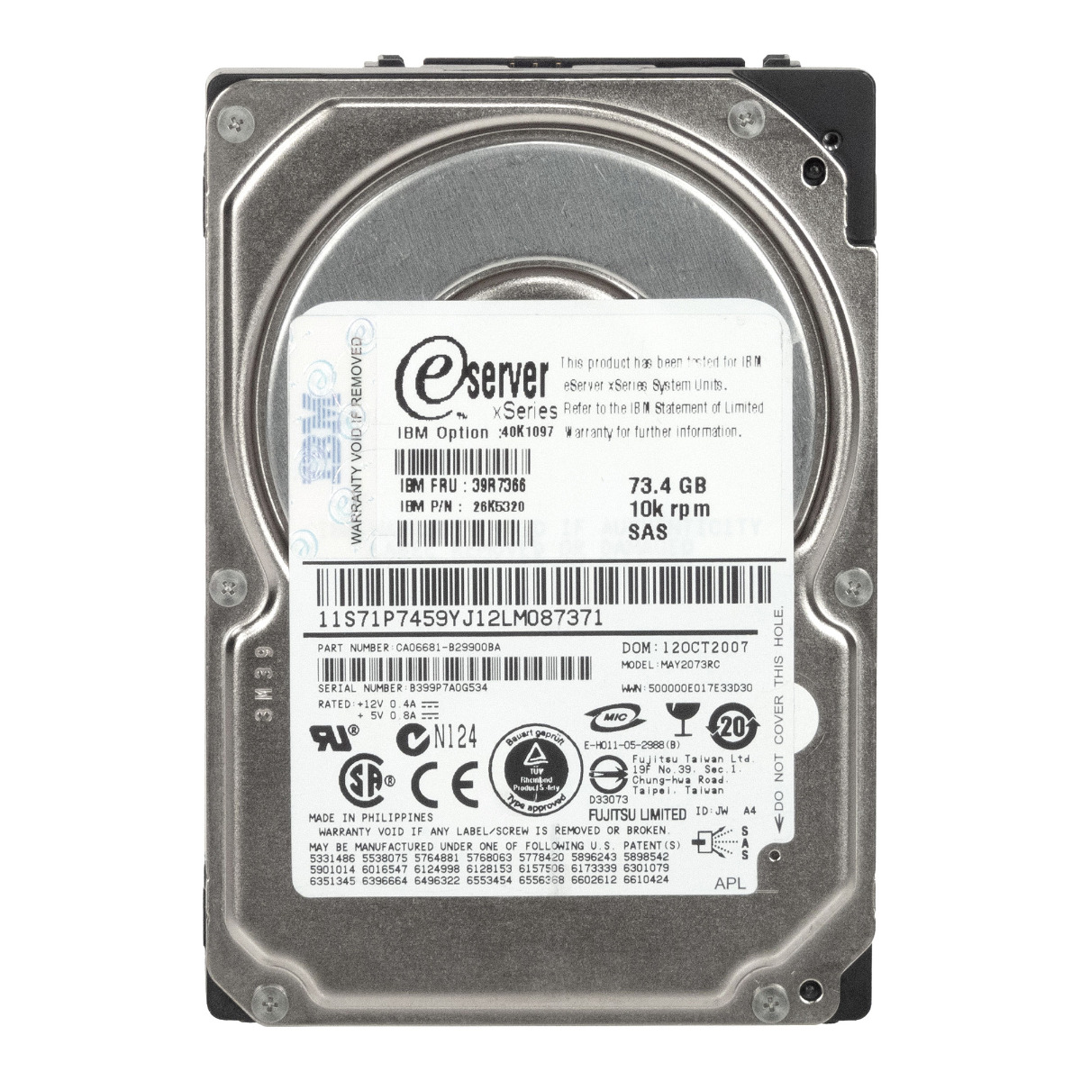 IBM 39R7366 40K1020 73GB 10K 16MB SAS 2.5'' HUC101473CSS300