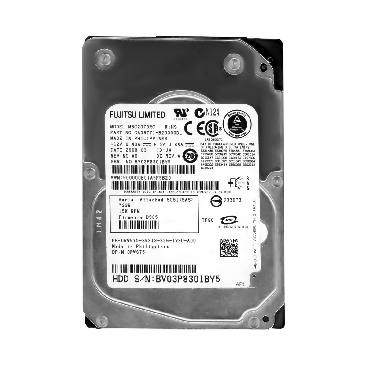 DELL 0RW675 73GB 15K 16MB SAS 2.5'' MBC2073RC